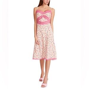 Betsey Johnson Pink and White Lace slip Dress
